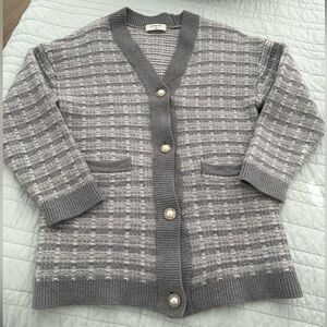 Babaton Gray Cardigan with Pearl Buttons
